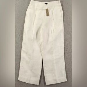 J Crew Wide Leg Cropped Linen Pants